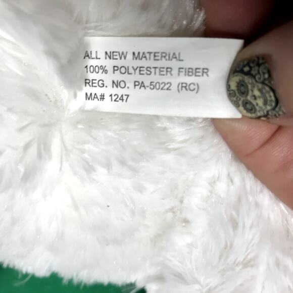 Large 30 in White Polar Bear with Scarf & Piece of Candy Green & White NWT - Picture 7 of 11